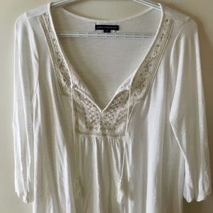 American Eagle Embroidered Blouse with tassles